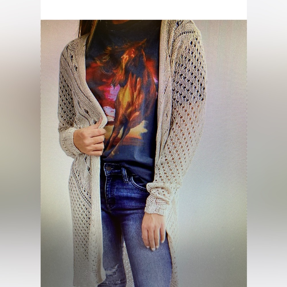 Daytrip Pointelle Cardigan Sweater Sz Med